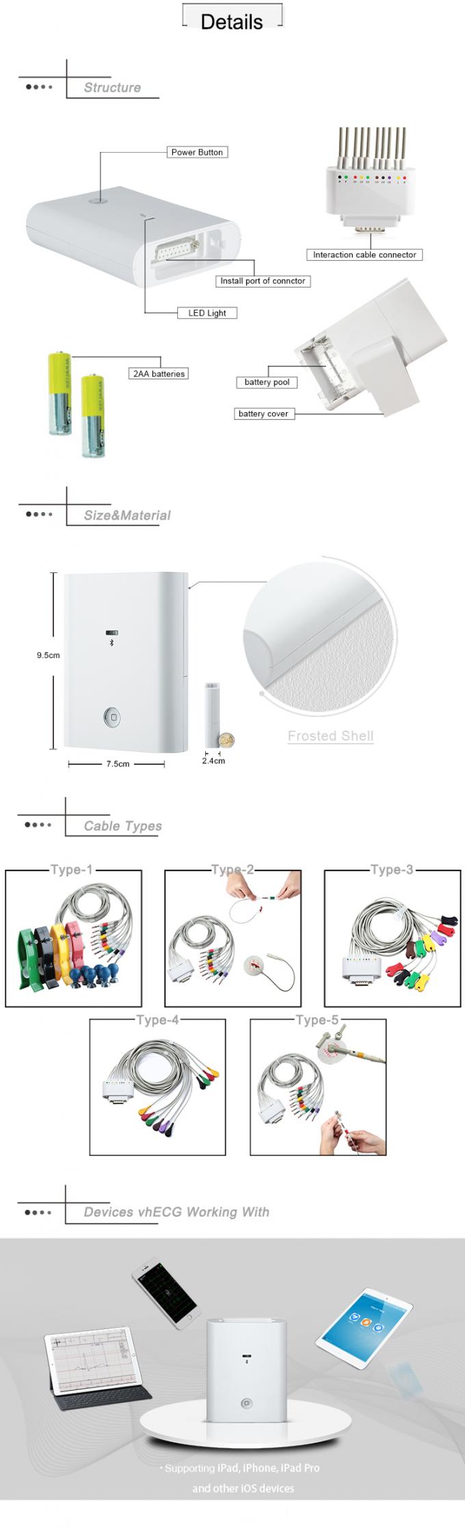 ICV200 equipamento portátil do iPad ECG com bluetooth